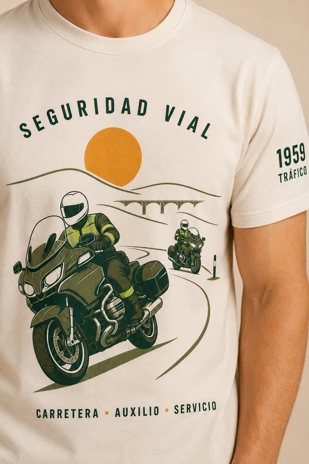 Camiseta Guardia Civil Tráfico 1959 – Seguridad Vial Blanco Roto - imagen 2