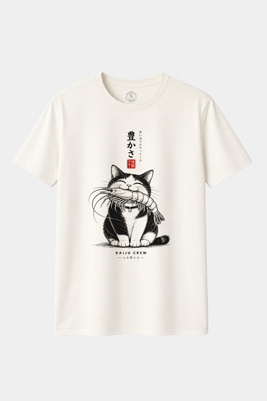 Camiseta Kaiju Crew – Lucky Cat & Shrimp | Camiseta Japonesa Gato con Gamba - imagen 1