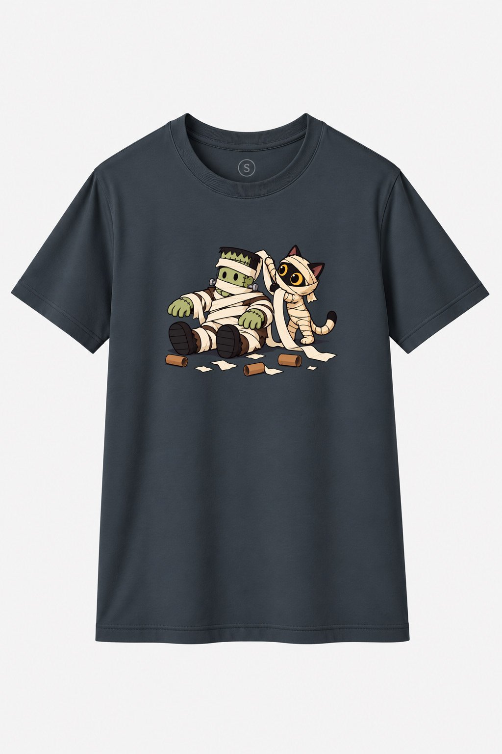 Camiseta Frankenstein & Mummy Cat – Halloween Social Club - imagen 1