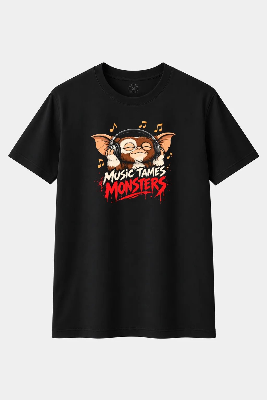 Camiseta Monstruo Peludo con Auriculares “Music Tames Monsters” – Diseño Divertido - imagen 1