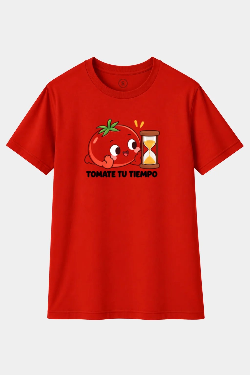 Camiseta Tómate Tu Tiempo – Diseño Divertido con Tomate y Reloj de Arena - imagen 1