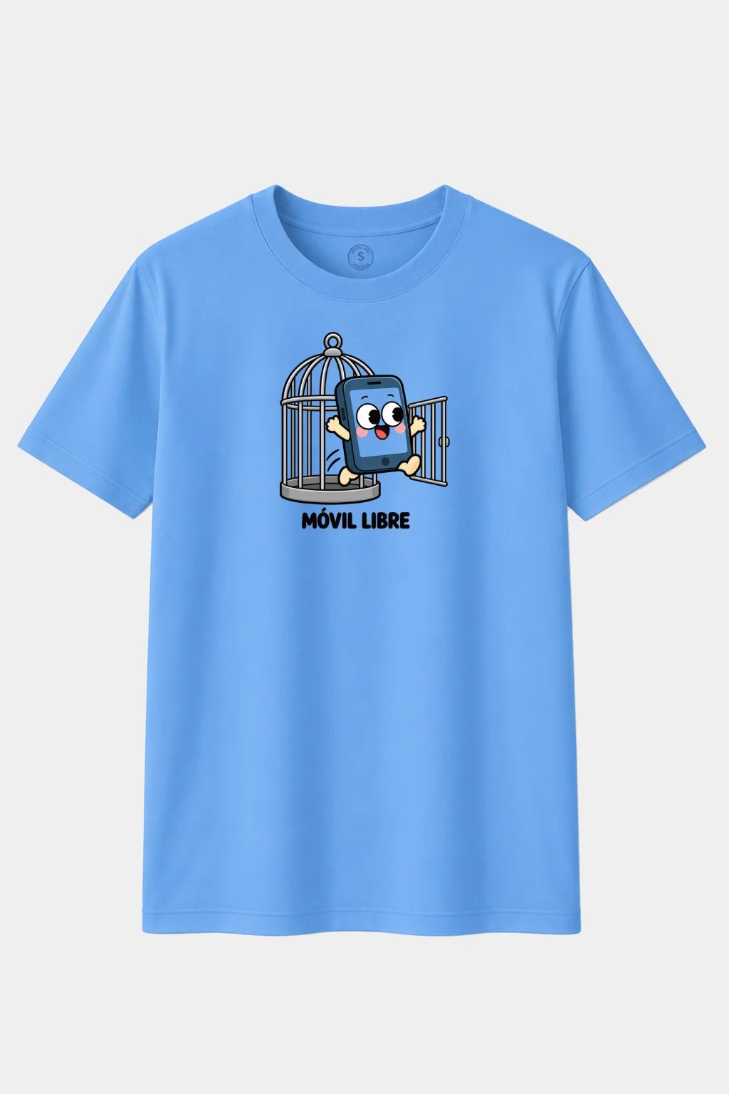 Camiseta Móvil Libre – Diseño Divertido con Smartphone Escapando - imagen 1