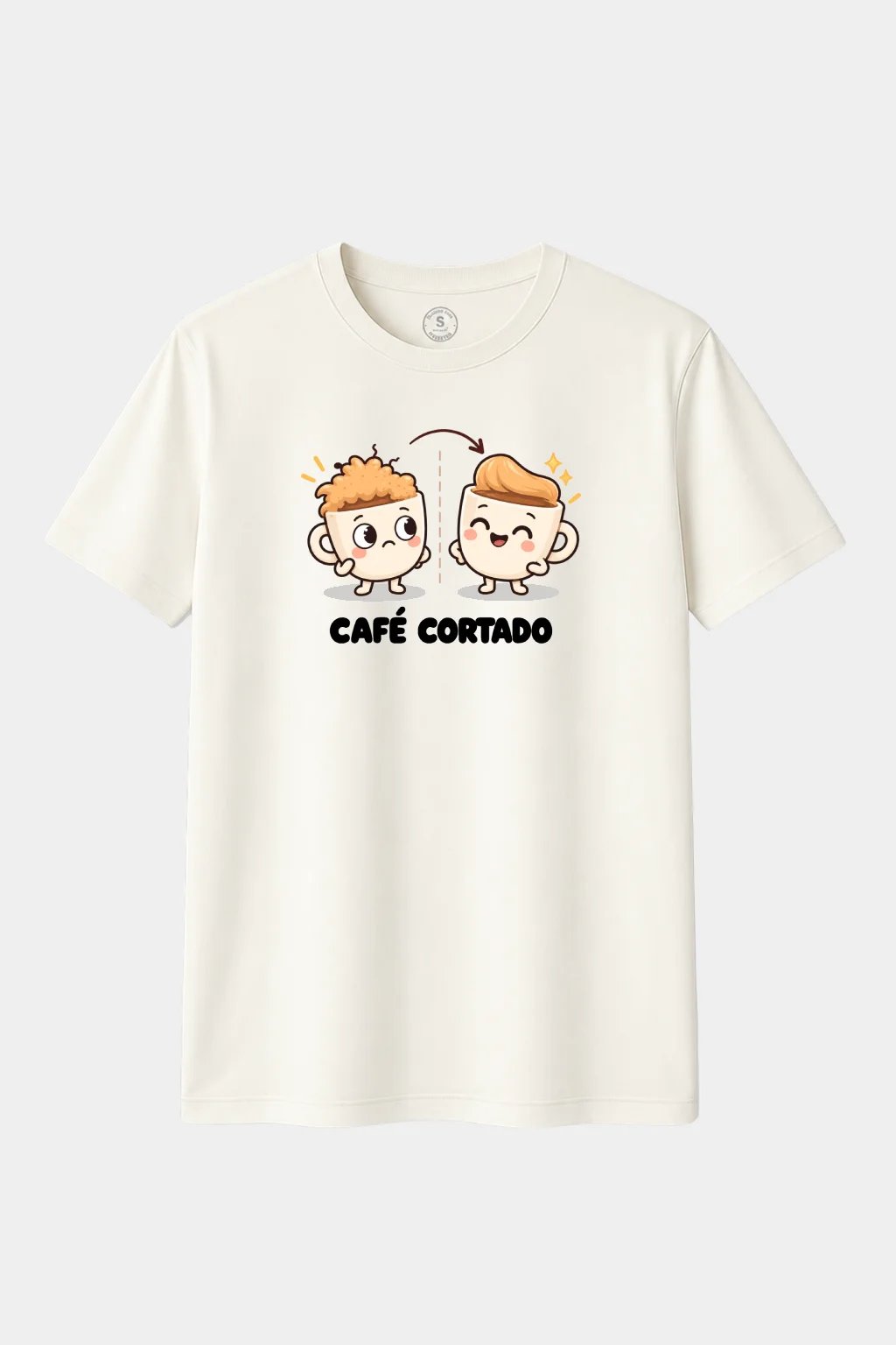 Camiseta Café Cortado Antes y Después – Humor Cafetero y Juego de Palabras Divertido - imagen 1