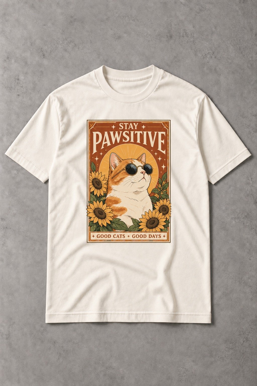 Camiseta Stay Pawsitive – Gato con Girasoles - imagen 1