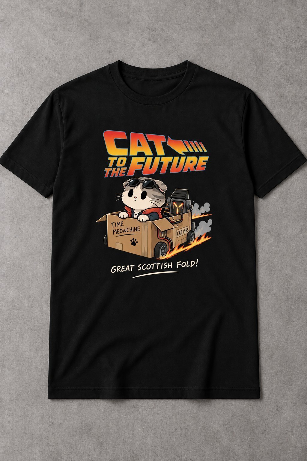 Camiseta de Gatos Cat to the Future – Great Scottish Fold - imagen 1
