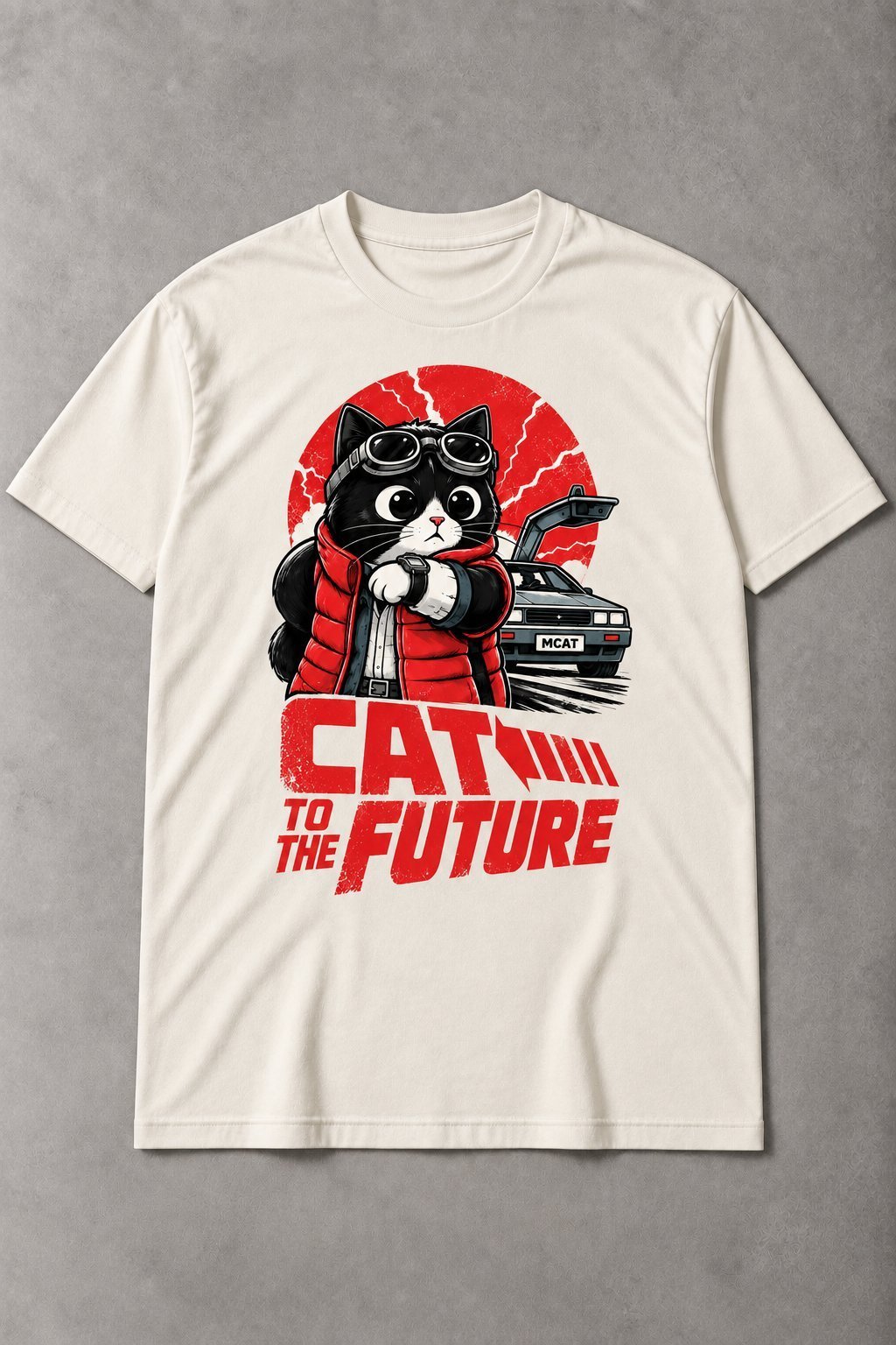 Camiseta Gato Cat to the Future – Camiseta de Gato Divertida y Retro - imagen 1