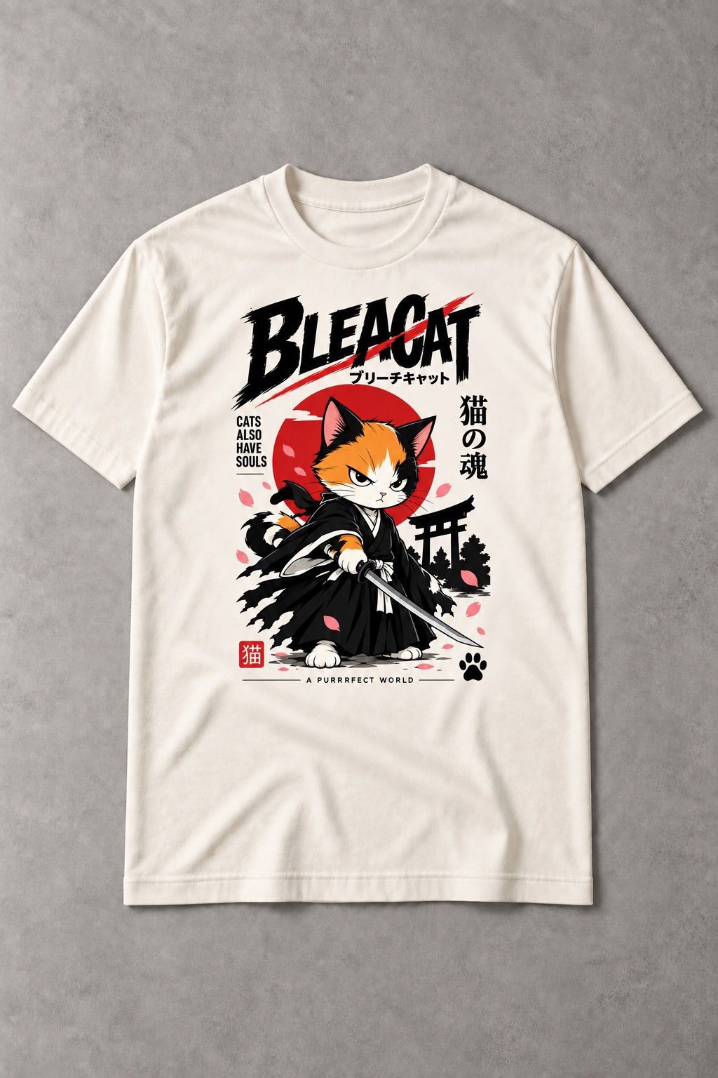 Camiseta de Gato Samurai Bleacat – Miau Social Club - imagen 1