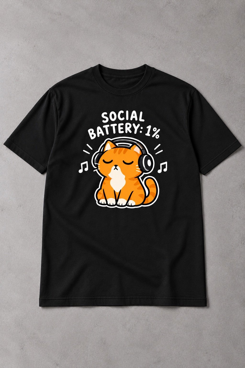 Camiseta de Gato Social Battery 1% – Camiseta Divertida para Amantes de los Gatos - imagen 1