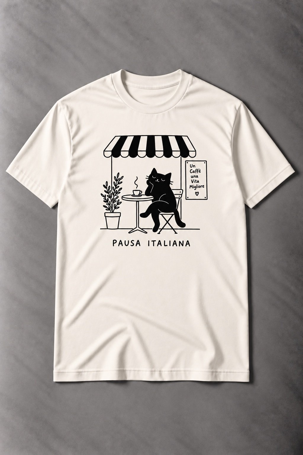Camiseta de Gato Pausa Italiana – Un Caffè, Una Vita Migliore - imagen 1