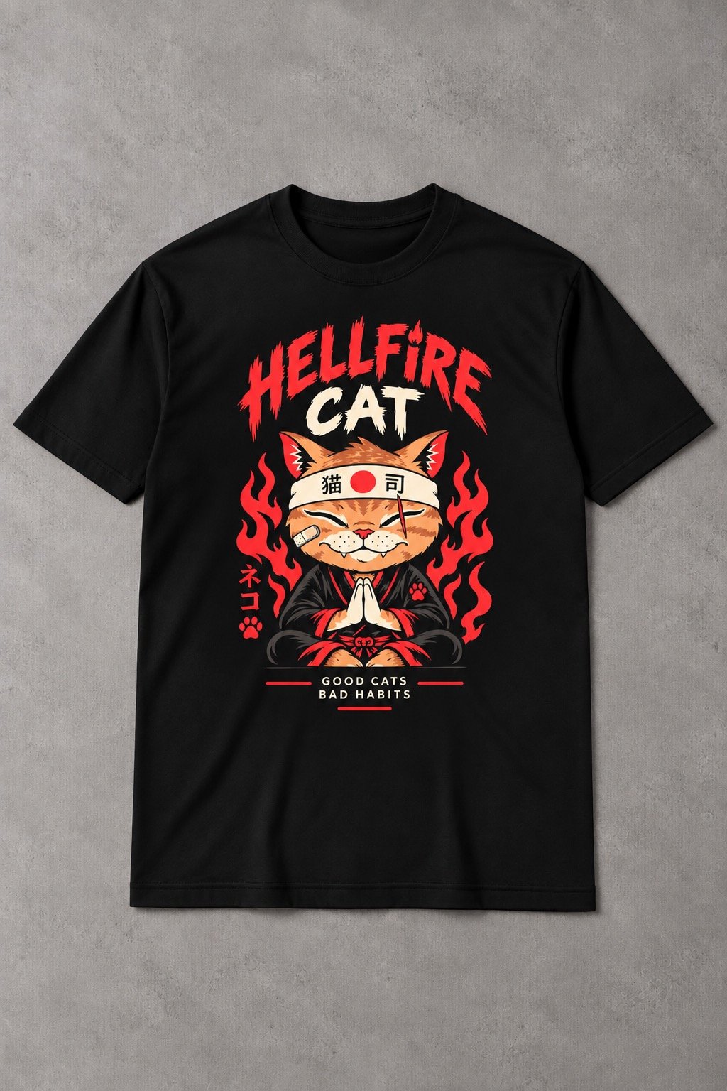 Camiseta de Gato Hellfire Zen – Good Cats Bad Habits - imagen 1