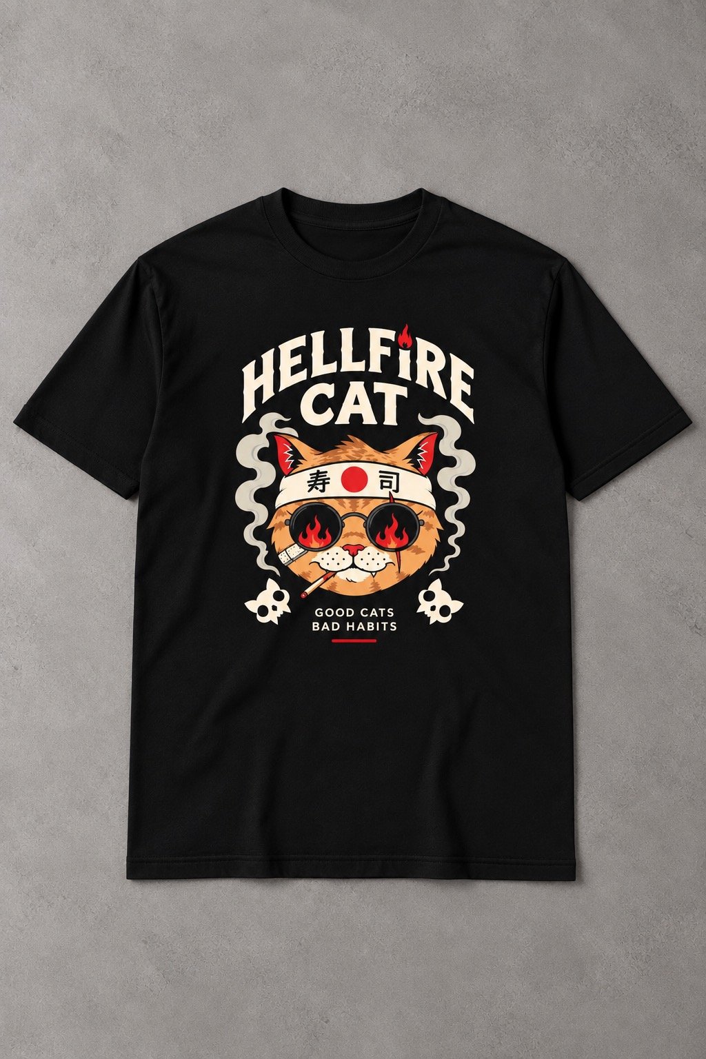 Camiseta de Gato Hellfire Cat – Good Cats Bad Habits - imagen 1